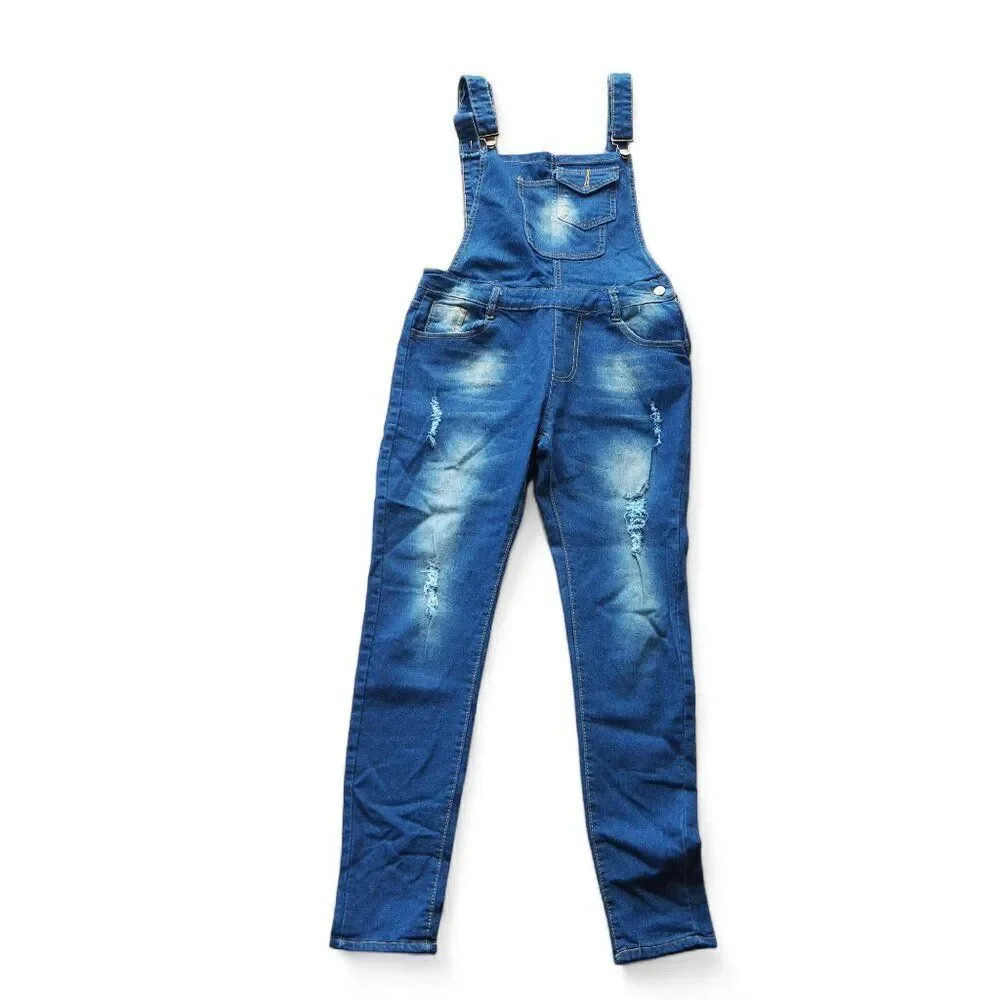 Vintage Unbranded Skinny‎ Leg Distressed Overalls Women's Medium (M)